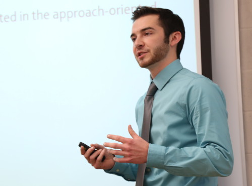 Matthew Heater presents his psychology research, “The Effect of Positive and Negative Goal Framing on Rumination.”