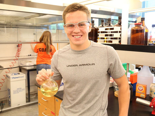 Erich Thalacker, biology and biochemistry major, is one of 23 student researchers on campus this summer. He’s doing chemistry research to discover possibilities for biorenewable plastics.