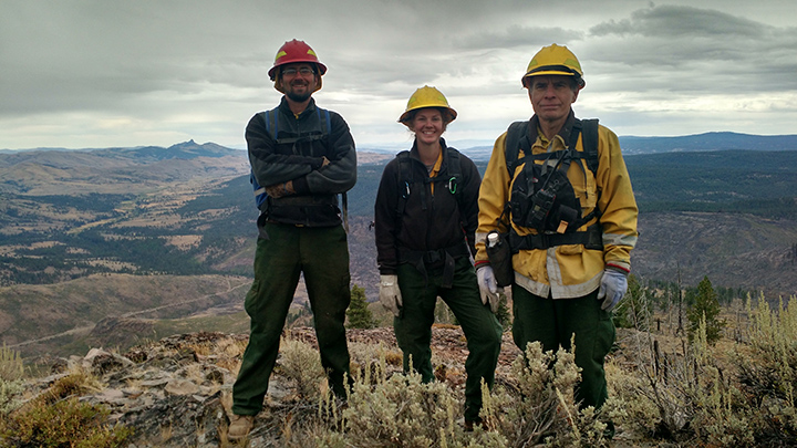 Louis (center) completed fire training during her senior year at Central, then became wildfire certified in 2015 and 2016.