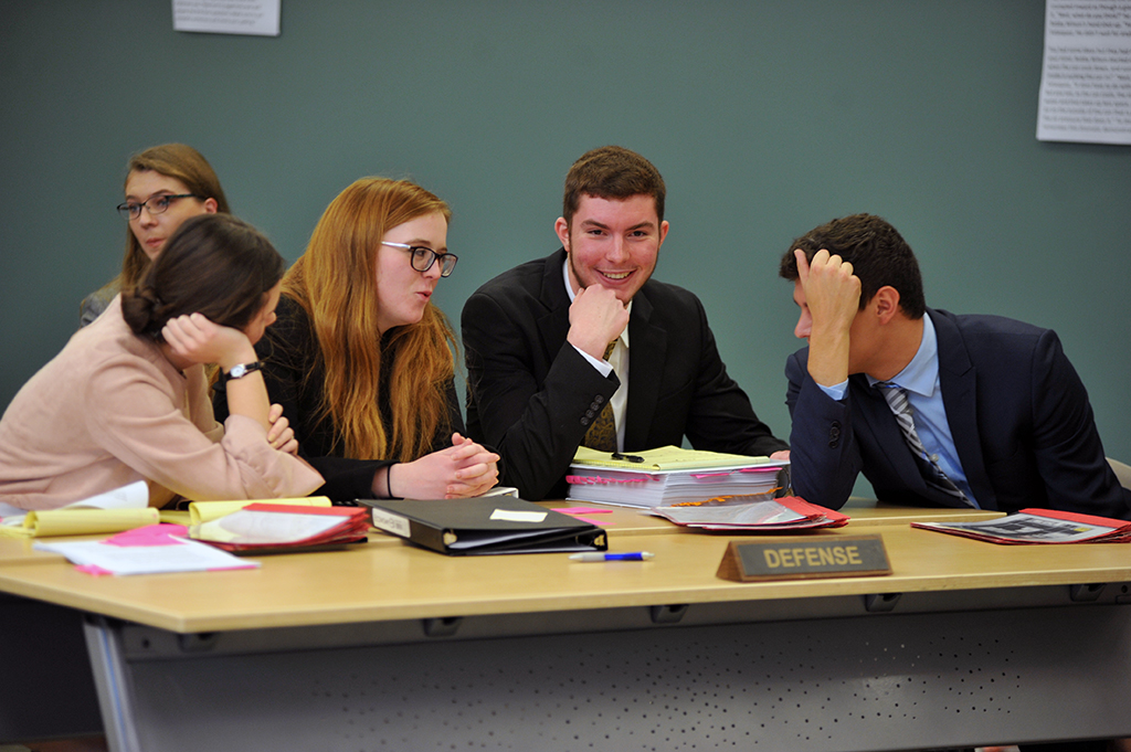 Mock trial students at Central's Dr. Donald P. Racheter Mock Trial Invitational.