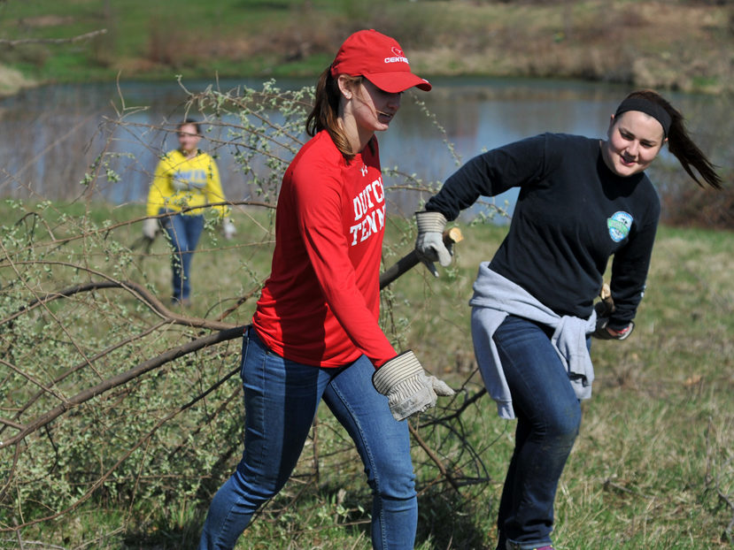 Central College students participating in Service Day