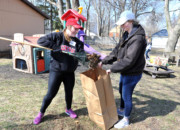 Central College students volunteering on the college's annual service day.