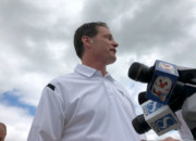 Vermeer President and CEO Jason Andringa being interviewed about Vermeer’s tornado damage. PHOTO: Iowa Public Radio