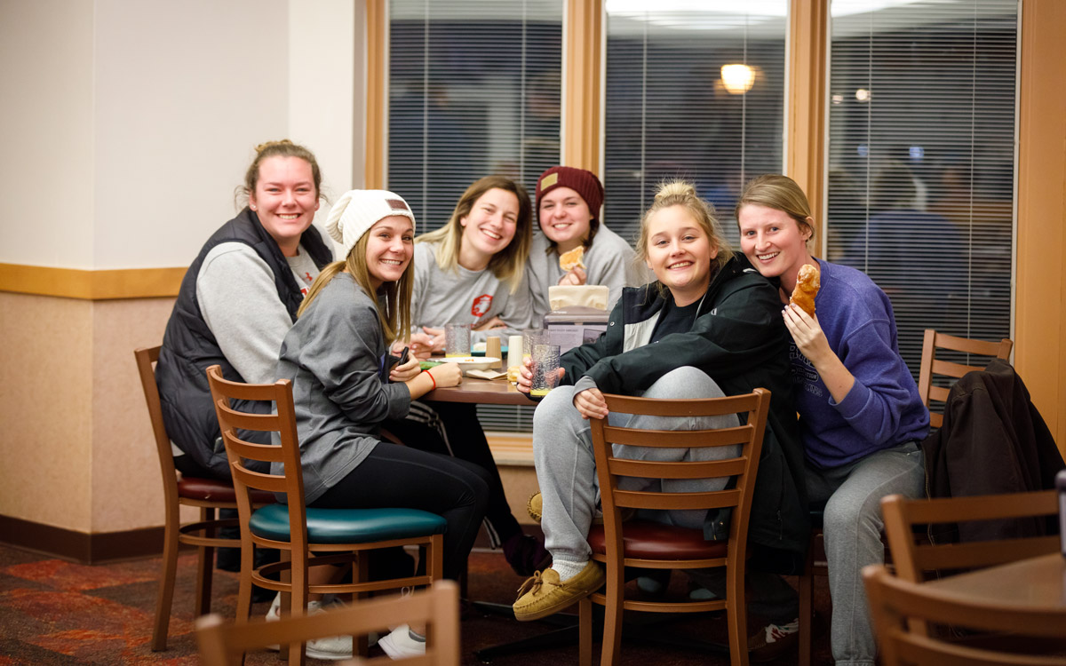 Students enjoying Breakfast of Champions at the Central Market.