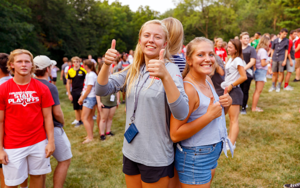 Two students at the new student picnic