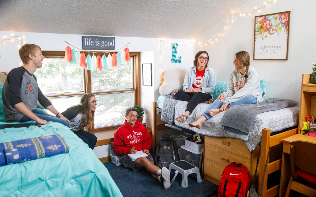 Students in a dorm room