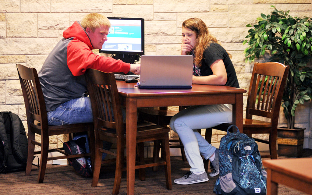 Students studying in Maytag Student Center