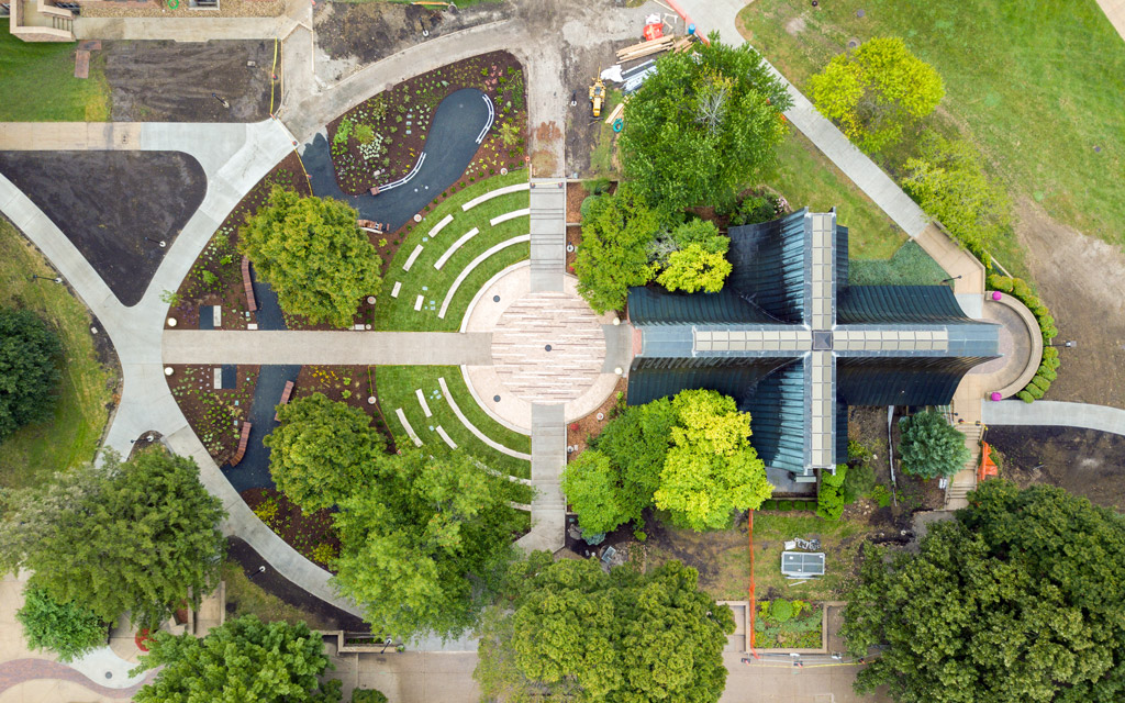 Aerial view of the newly-renovated Peace Mall