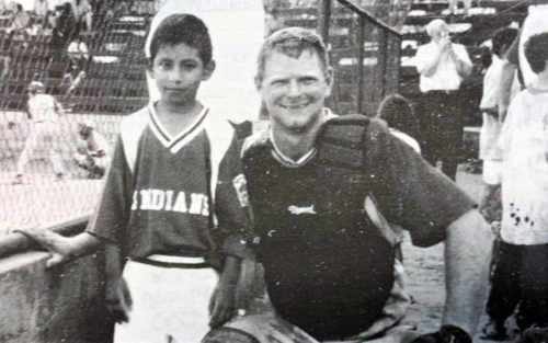 Former Anamosa superstar Matt Schirm poses for a photo with a youth baseball player during a trip to Managua, Nicaragua with the Athletes in Action (AIA) team in the summer of 1999. Schirm was the only Iowan chosen to be a part of the prestigious AIA team that toured Central America.
