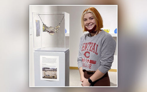 Maggie Langenfeld was chosen to have this necklace showcased at the Senior Art exhibit at Central College recently.