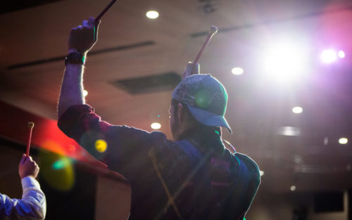 Scene from a Flying Steel Pans performance at Central College