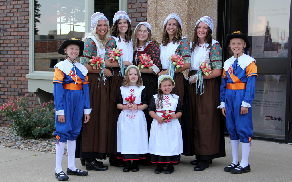Members of Tulip Time Royalty pose for a photo