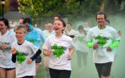 Runners participating in the Central College Neon Fun Run