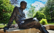 Sculpture of Harold Geisler, found on the Central College Peace Mall.