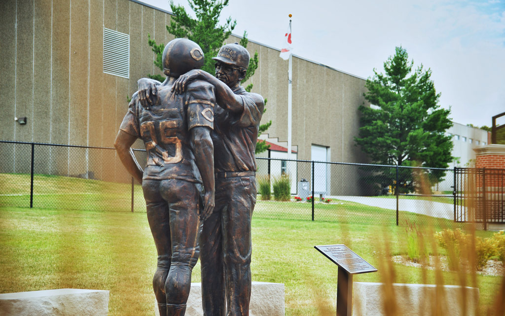 Skip's Legacy, a bronze statue of legendary football coach Ron Schipper.