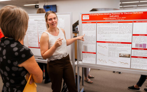 Summer Sterrenberg presenting to a faculty member.