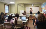Shelley Bradfield teaching social justice class.