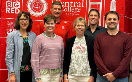 New Central board of trustees joining in 2023 are: front row, from left: Shannan Mattiace ’90, Kara Kohler Hoogensen ’96, Lori Fegley ’80 and Kelly Vielmo ’99. Backrow, from left, Dave Smith and Marc Poortinga ’98.