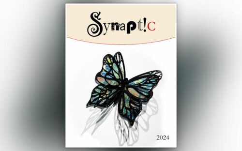 Cover of the Synaptic writing anthology with a butterfly